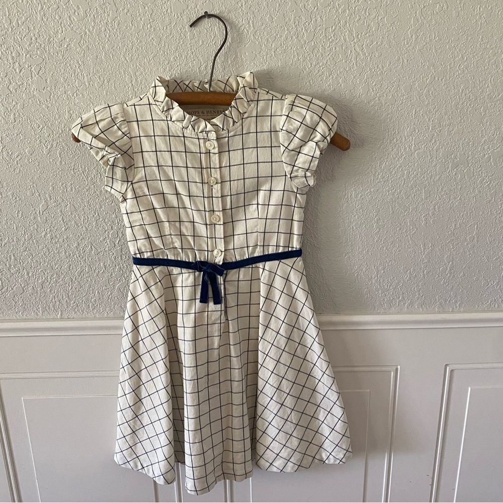Hope and Henry Ruffle Neck Check Dress.